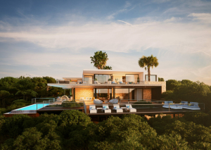 Avant garde villa with sea and golf views